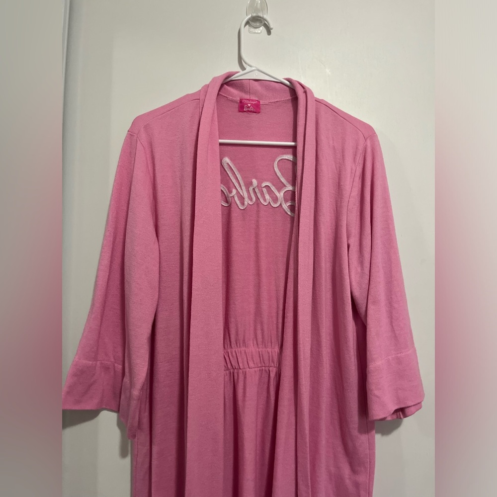 PJ Salvage BARBIE Soft‎ Robe Pink Women’s Size M Open Front Short - Picture 4 of 7